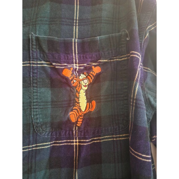 Disney Tigger Plaid Corduroy Long Sleeve Button Up - Picture 6 of 7